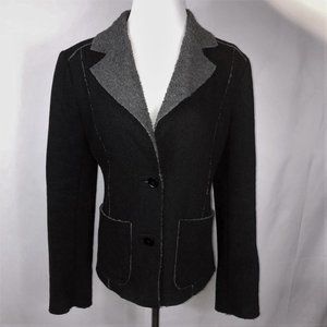 Vintage CHAIKEN Black Grey Faux Lined Fleece Coat Jacket Size S Lightweight